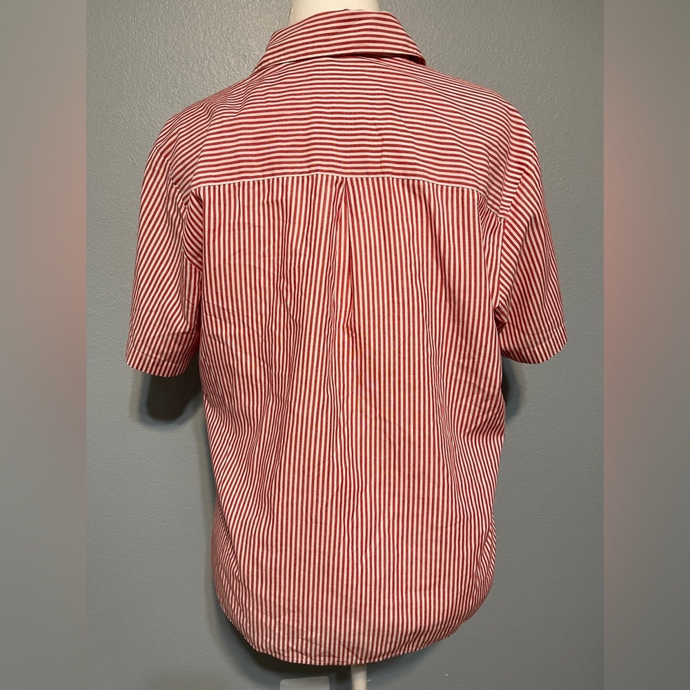 Karen Scott Red White Stars Patriotic Short Sleeve Button Up Shirt Rodeo Medium - Picture 3 of 7